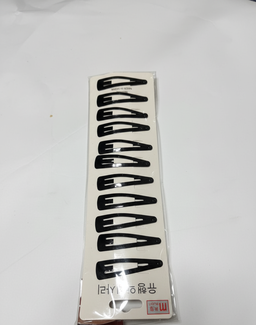 Classic Black Hair Clips for Women – Strong Grip Metal Snap Pins, Daily Hair Accessories