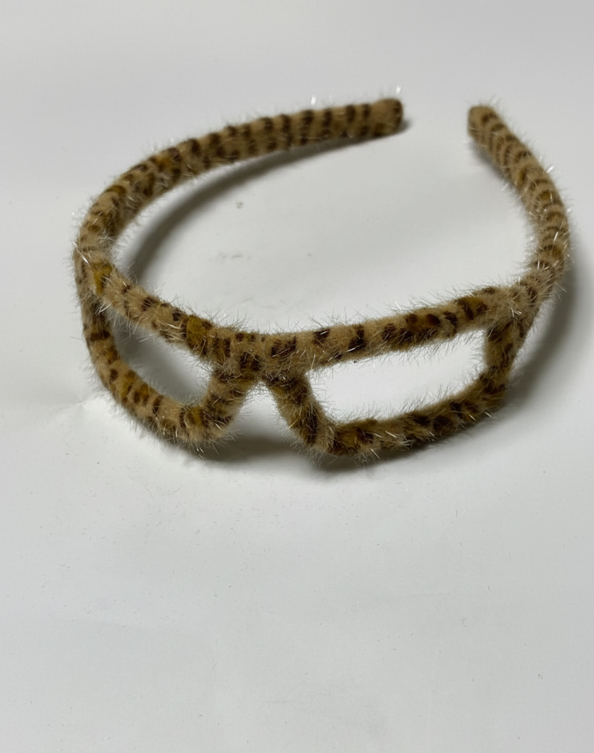 Novelty Fuzzy Glasses Headband for Women/Girls | Animal Print Fun Costume Hair Accessory