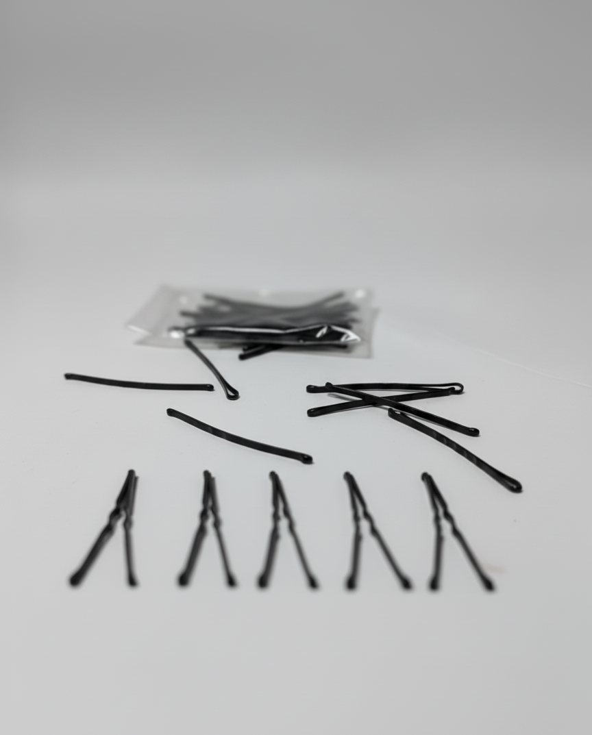 Bulk Black Bobby Pins Set (50-Count) | Professional Salon Quality U-Shape Hair Grip