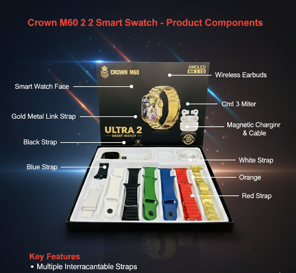 M60 Ultra 2 Smartwatch – Fitness Tracker Watch With Heart Rate Monitor & Bluetooth Calling