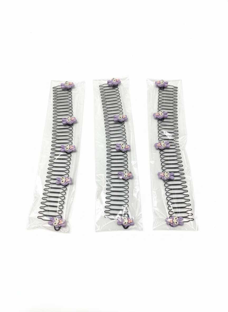 Stylish Hair Comb Pins for Women – Decorative Black Hair Clips with Cute Flower Design