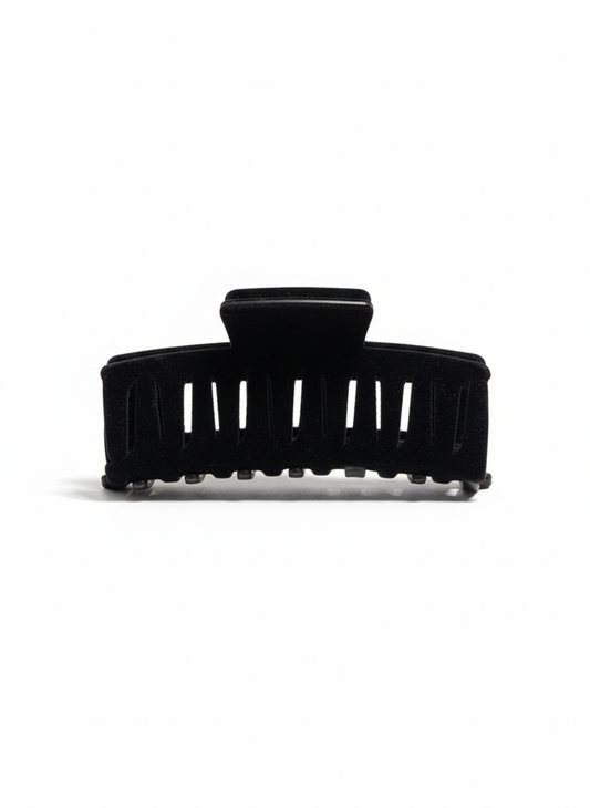 Large Black Velvet Finish Claw Clip for Women | Slotted Design Non-Slip Hair Accessory