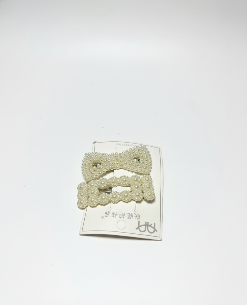 Gold Tone Rhinestone Snowflake Hair Clips with Pearl Dangles | Elegant Formal Hair Pin Set (2 Pcs)