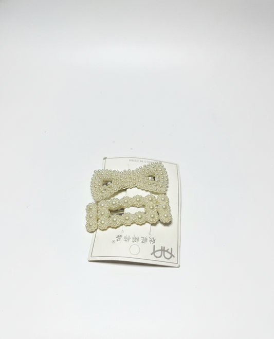 Gold Tone Rhinestone Snowflake Hair Clips with Pearl Dangles | Elegant Formal Hair Pin Set (2 Pcs)