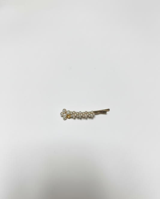 Dainty Gold Tone Faux Pearl Cluster Hair Pin | Elegant Decorative Snap Clip Accessory