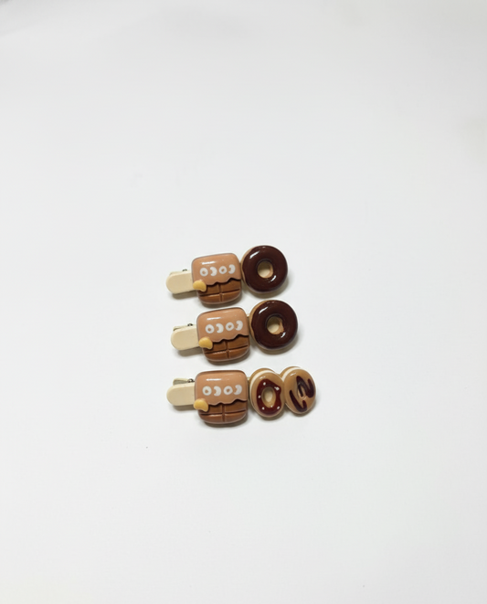 3-Pack Cute Food Hair Clips Set for Girls | Novelty Donut & Ice Cream Bar Snap Clips