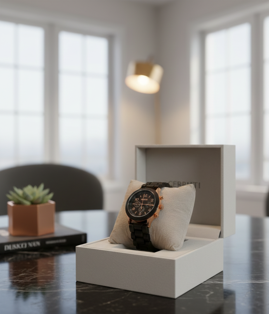 CERRUTI 1881 Men's Chronograph Dress Watch – Waterproof Black Stainless Steel Bracelet, Date Display, Sport Business Timepiece