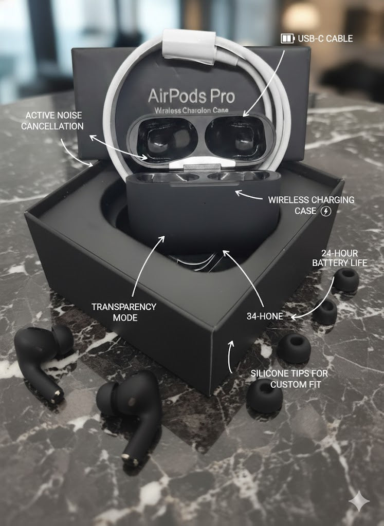 Airpods Pro Black Edition/White ANC In Ear Noise Cancelling Headphone Wireless